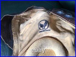 Original WWII US Army Air Force Pilots A-11 Leather Flight Helmet Lrg Supple