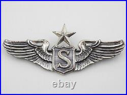 Original WWII US Army Air Force Senior Service Wings 3 Sterling Silver NS Meyer