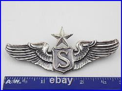 Original WWII US Army Air Force Senior Service Wings 3 Sterling Silver NS Meyer