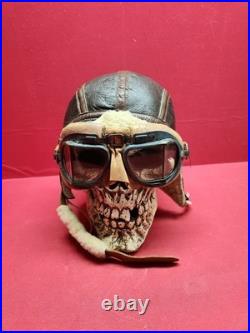 Original WWII US Army Air Force Type B-6 Medium Leather Flight Helmet W Goggles