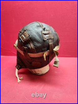 Original WWII US Army Air Force Type B-6 Medium Leather Flight Helmet W Goggles
