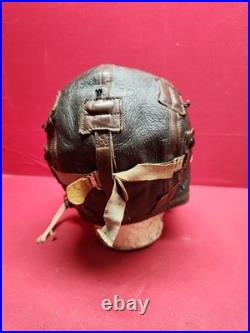 Original WWII US Army Air Force Type B-6 Medium Leather Flight Helmet W Goggles