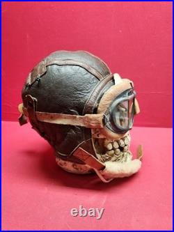 Original WWII US Army Air Force Type B-6 Medium Leather Flight Helmet W Goggles