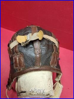 Original WWII US Army Air Force Type B-6 Medium Leather Flight Helmet W Goggles