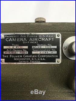 Original WWII US Army Air Forces K21 Aircraft Camera Housing & Motor