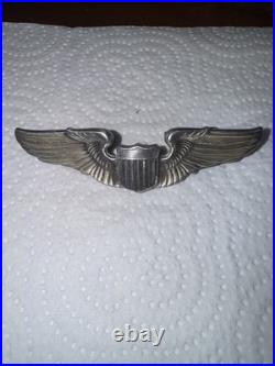 Original WWII USAAF US Army Air Force 3 Sterling Aviator Pilot Wings Pinback