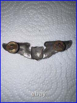 Original WWII USAAF US Army Air Force 3 Sterling Aviator Pilot Wings Pinback