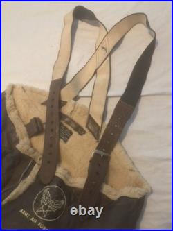Original WWII WW2 US Army Air Force B-1 Sheepskin Leather Flight Trousers Pants