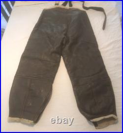 Original WWII WW2 US Army Air Force B-1 Sheepskin Leather Flight Trousers Pants