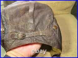 Original Ww2 Us Army Air Forces Aviator Leather Flight Helmet No. 3189 Medium