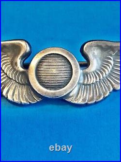 Original Wwii Us Army Air Force Sterling Combat Observer 3 1/8 Wing Badge