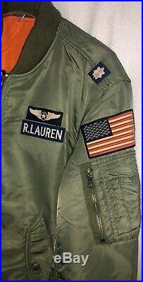 Polo Ralph Lauren Men Military Us Army Ma-1 Air Force Flight Bomber Jacket Sz. L