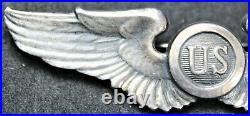 Pre-WW2 Army Air Force Observer US 3 Sterling Silver Wings by NS Meyer