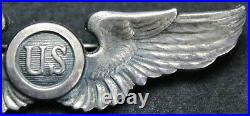 Pre-WW2 Army Air Force Observer US 3 Sterling Silver Wings by NS Meyer