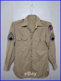 RARE Vintage WW2 US Army 8th Air force Khaki Jacket Shirt Patch Military Clothes