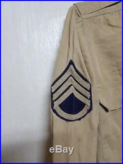 RARE Vintage WW2 US Army 8th Air force Khaki Jacket Shirt Patch Military Clothes