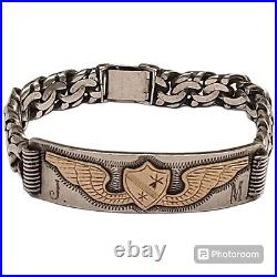 Rare Heavy WWII Air Force Army Air Corps SterlingGold Wings Sweetheart Bracelet