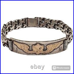 Rare Heavy WWII Air Force Army Air Corps SterlingGold Wings Sweetheart Bracelet