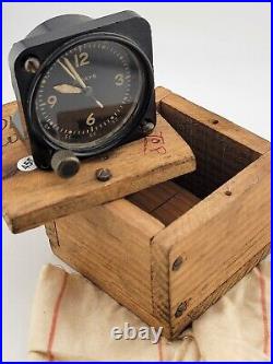 Rare Original WW2 Air Force US Army A-11 Waltham 8 Day Cockpit Clock. Running