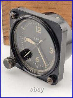 Rare Original WW2 Air Force US Army A-11 Waltham 8 Day Cockpit Clock. Running