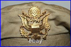 Rare Original WW2 U. S. Army Air Forces Real Crusher Khaki Visor Cap withShort Bill
