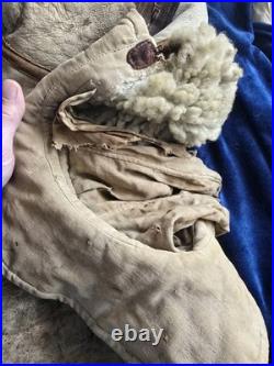 Rare Original WW2 US Army Air Force Type B-7 Shearling Parka Jacket Damage AS-IS
