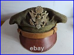 Rare USAF WW2 US ARMY Air Force Visor Crusher OFFICER'S HAT 7-1/8 28 C6