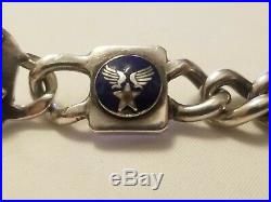 Rare Vintage WW2 US Air Force Army Blue Enameled Sterling Silver ID Bracelet