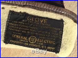 Rare WW2 Leather Heated Aviator Gloves General Electric WWII US Army Air Forces