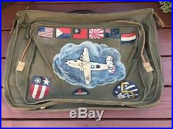 Rare WW2 US Army USAAF B-24 Bomber Bag with Folk Art Air Force