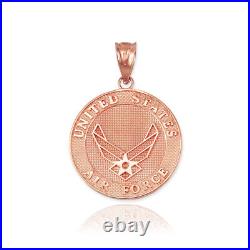 Rose Gold US Air Force Medallion Pendant Necklace (10K/14K)