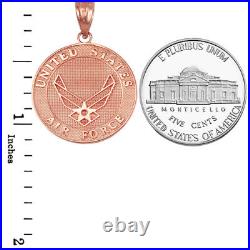 Rose Gold US Air Force Medallion Pendant Necklace (10K/14K)