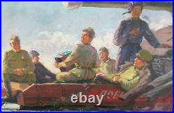 Russian Soviet War Art Original Painting 1950 Army Navy Airforce Propoganda