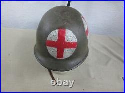 SCARCE WW2 Army Air Force Medic Four Panel Helmet Worn in Battle NAMED