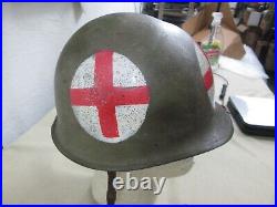 SCARCE WW2 Army Air Force Medic Four Panel Helmet Worn in Battle NAMED