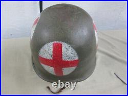 SCARCE WW2 Army Air Force Medic Four Panel Helmet Worn in Battle NAMED