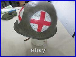 SCARCE WW2 Army Air Force Medic Four Panel Helmet Worn in Battle NAMED