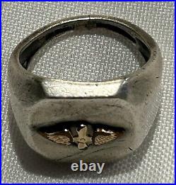 Sterling Silver Gold Filled US Army Air Force Corps AAF Prop Wings Ring WWII