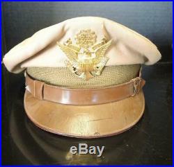 Three WWII Vintage US Army Air Force Officer's Crusher Visor Hats
