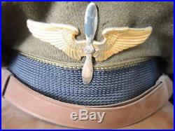 Three WWII Vintage US Army Air Force Officer's Crusher Visor Hats