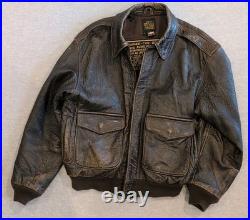 Type A-2 Air Force US Army DWG 30-1415 Brown Leather Jacket Mens L Cockpit USA