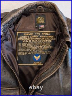 Type A-2 Air Force US Army DWG 30-1415 Brown Leather Jacket Mens L Cockpit USA