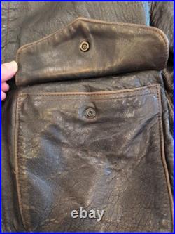 Type A-2 Air Force US Army DWG 30-1415 Brown Leather Jacket Mens L Cockpit USA