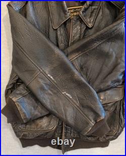 Type A-2 Air Force US Army DWG 30-1415 Brown Leather Jacket Mens L Cockpit USA