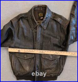 Type A-2 Air Force US Army DWG 30-1415 Brown Leather Jacket Mens L Cockpit USA