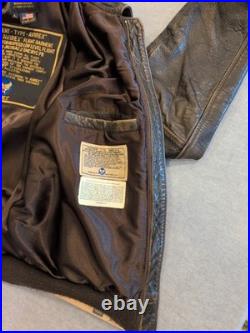 Type A-2 Air Force US Army DWG 30-1415 Brown Leather Jacket Mens L Cockpit USA