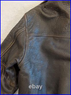Type A-2 Air Force US Army DWG 30-1415 Brown Leather Jacket Mens L Cockpit USA