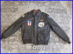 Type A-2 USAAF US Army Air Force Brown Leather Flight Jacket 44 Men's