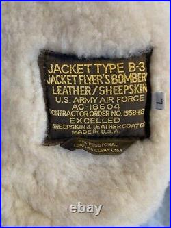 Type B3 US Army Air Force AC-18604 Sheepskin Leather Flyers Bomber Jacket L