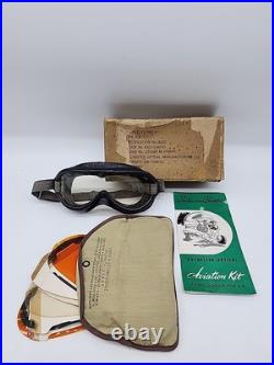 U. S ARMY AIR FORCES TYPE B-8 FLYING GOGGLES AVIATION Case With Extra Lenses